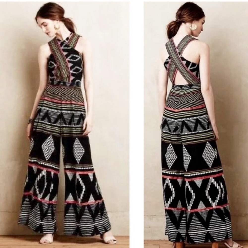Women’s Elevenses black white white leg Amapa tribal jumpsuit size 2